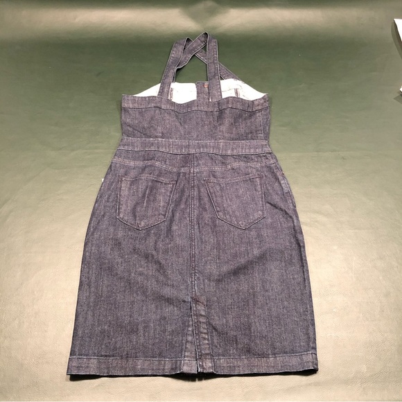 NWOT A New Day Jean Denim Sleeveless Cotton Apron Dress w Criss Cross Back - Picture 11 of 16